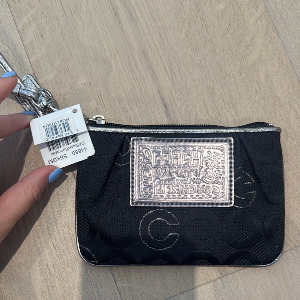 Coach Black and Silver Wristlet